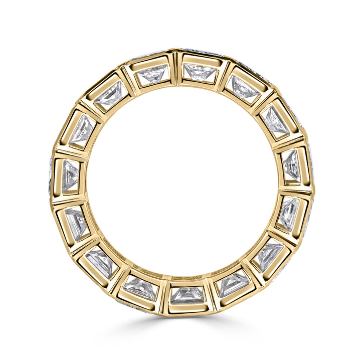 7.78ct Radiant Cut Bezel Set Lab Diamond Eternity Band in 18K Yellow Gold