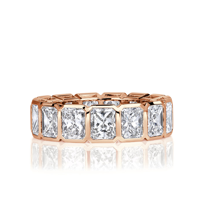 7.78ct Radiant Cut Lab Diamond Eternity Band in 18K Rose Gold