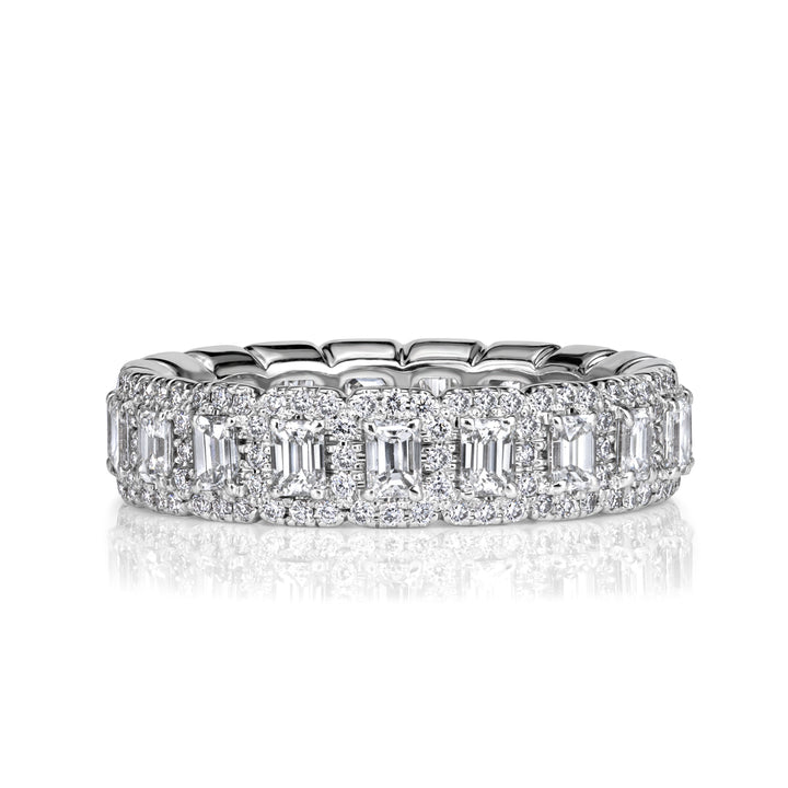 2.11ct Emerald Cut and Round Brilliant Cut Lab Diamond Eternity Band in 18K White Gold