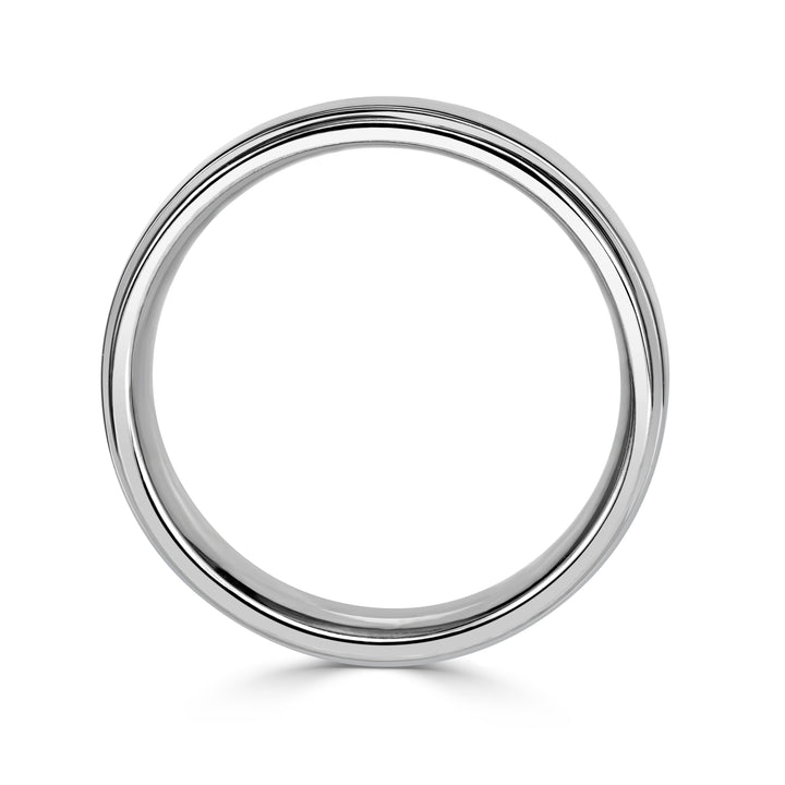 Men's Step Edge Wedding Band in 14K White Gold 6.0mm