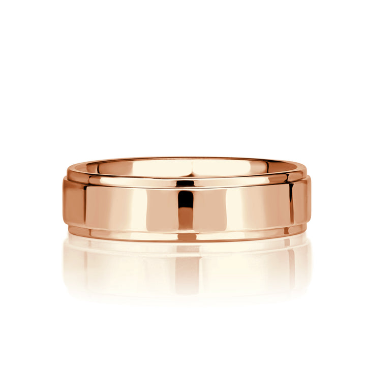 Men's Step Edge Wedding Band in 14K Rose Gold 6.0mm