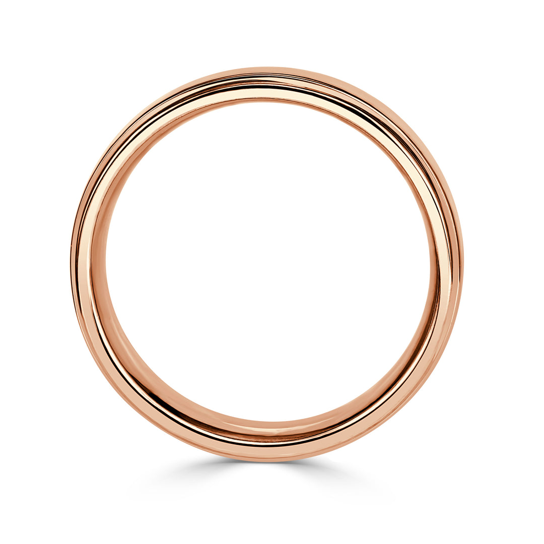 Men's Step Edge Wedding Band in 14K Rose Gold 6.0mm