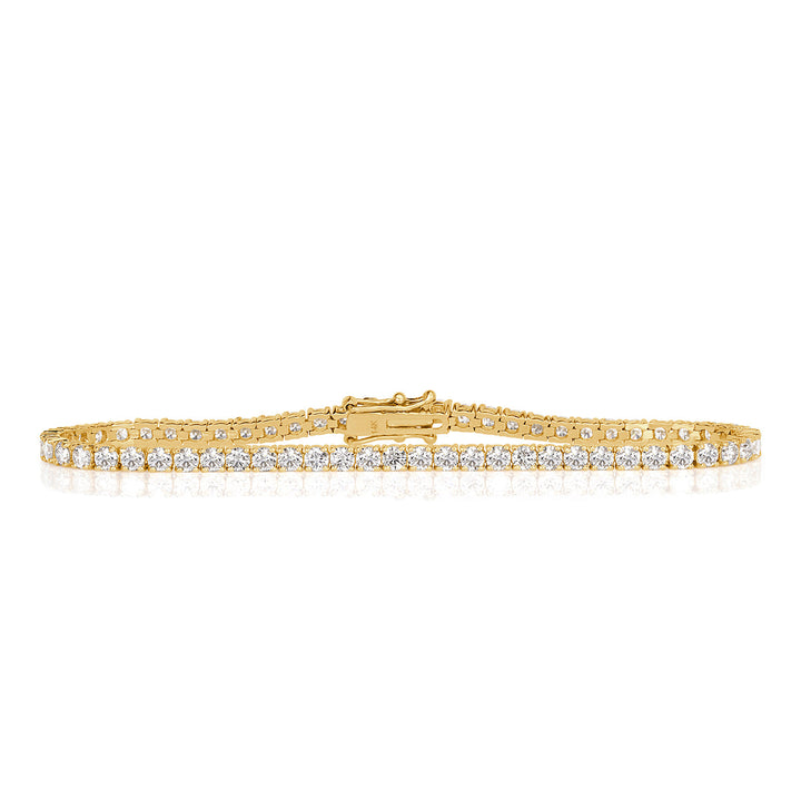 4.05ct Round Brilliant Cut Lab Diamond Tennis Bracelet in 18K Yellow Gold