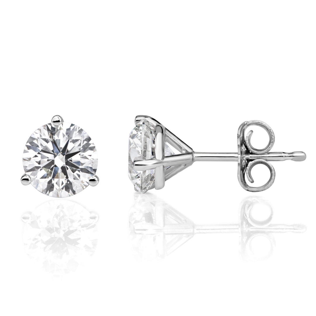 2.00ct Round Brilliant Cut Lab Diamond Stud Earrings in 14K White Gold