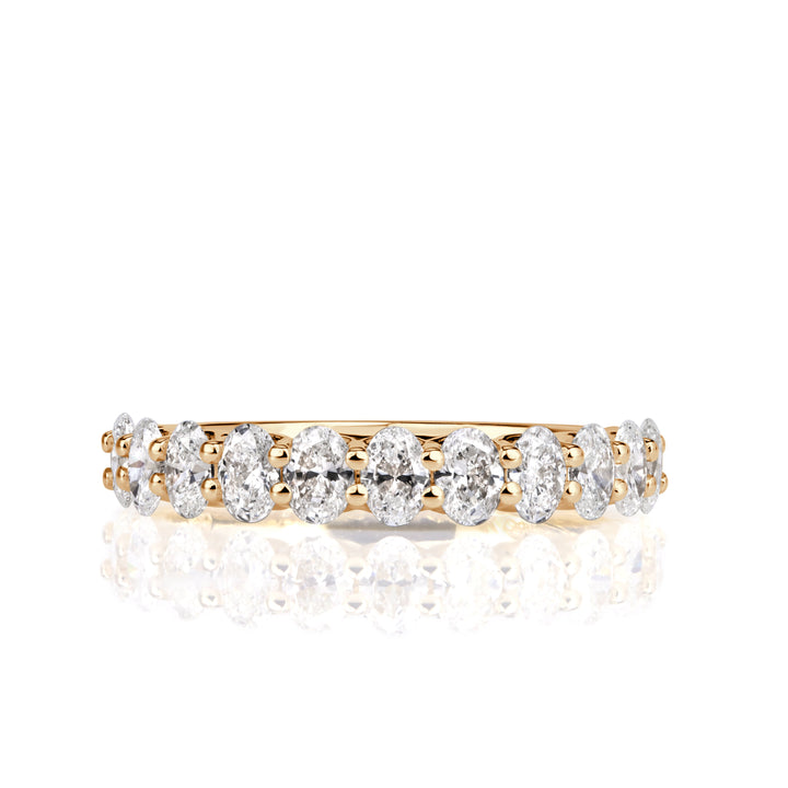 1.16ct Oval Cut Lab Diamond Wedding Band in 18K Champagne Yellow Gold