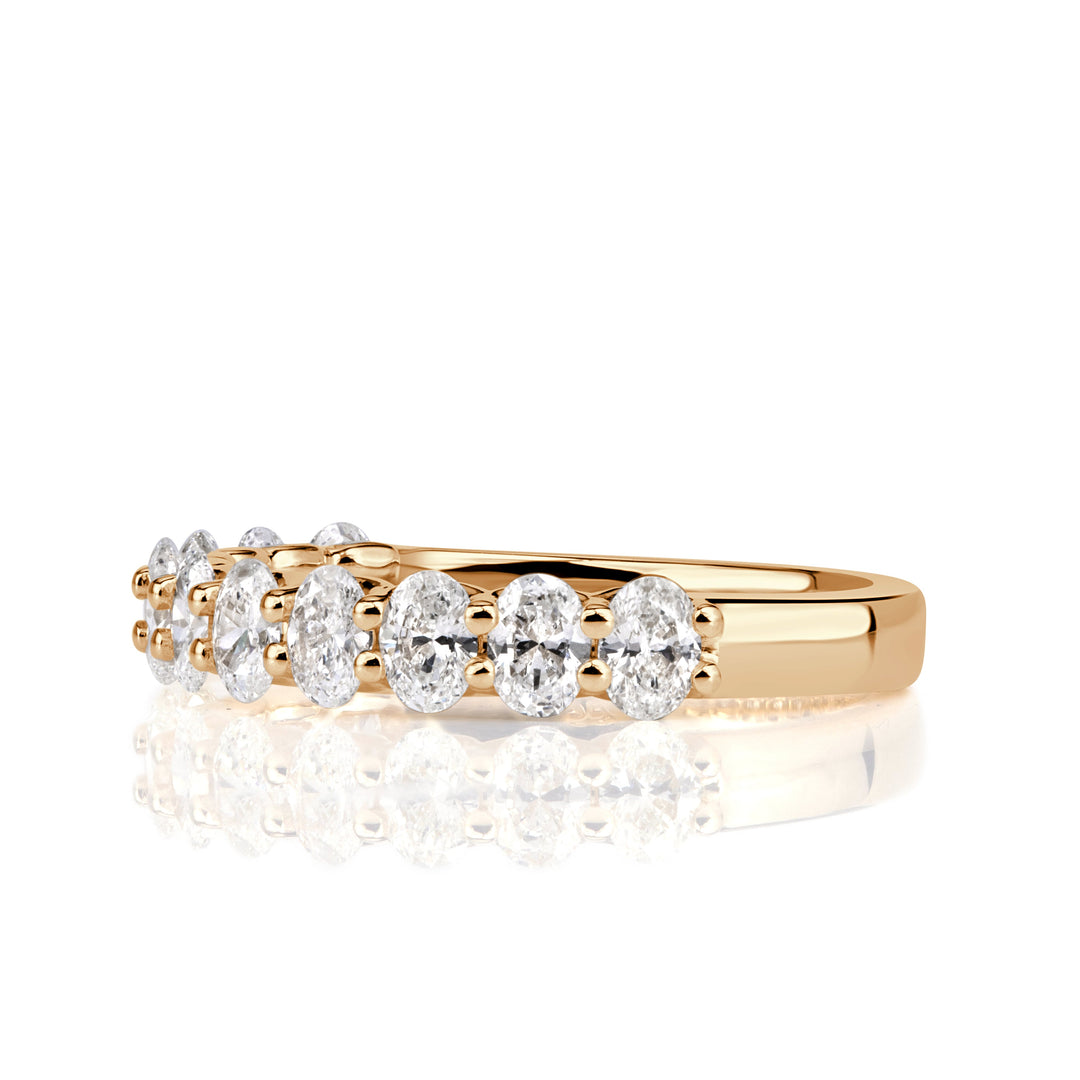 1.16ct Oval Cut Lab Diamond Wedding Band in 18K Champagne Yellow Gold