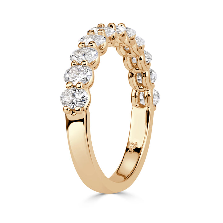 1.16ct Oval Cut Lab Diamond Wedding Band in 18K Champagne Yellow Gold