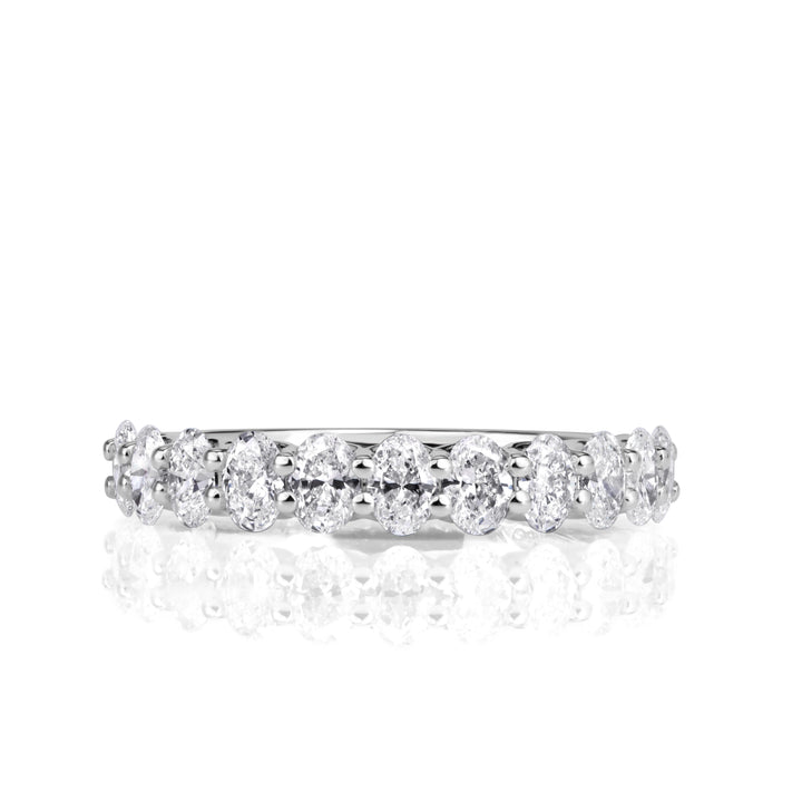 1.16ct Oval Cut Lab Diamond Wedding Band in 18K White Gold