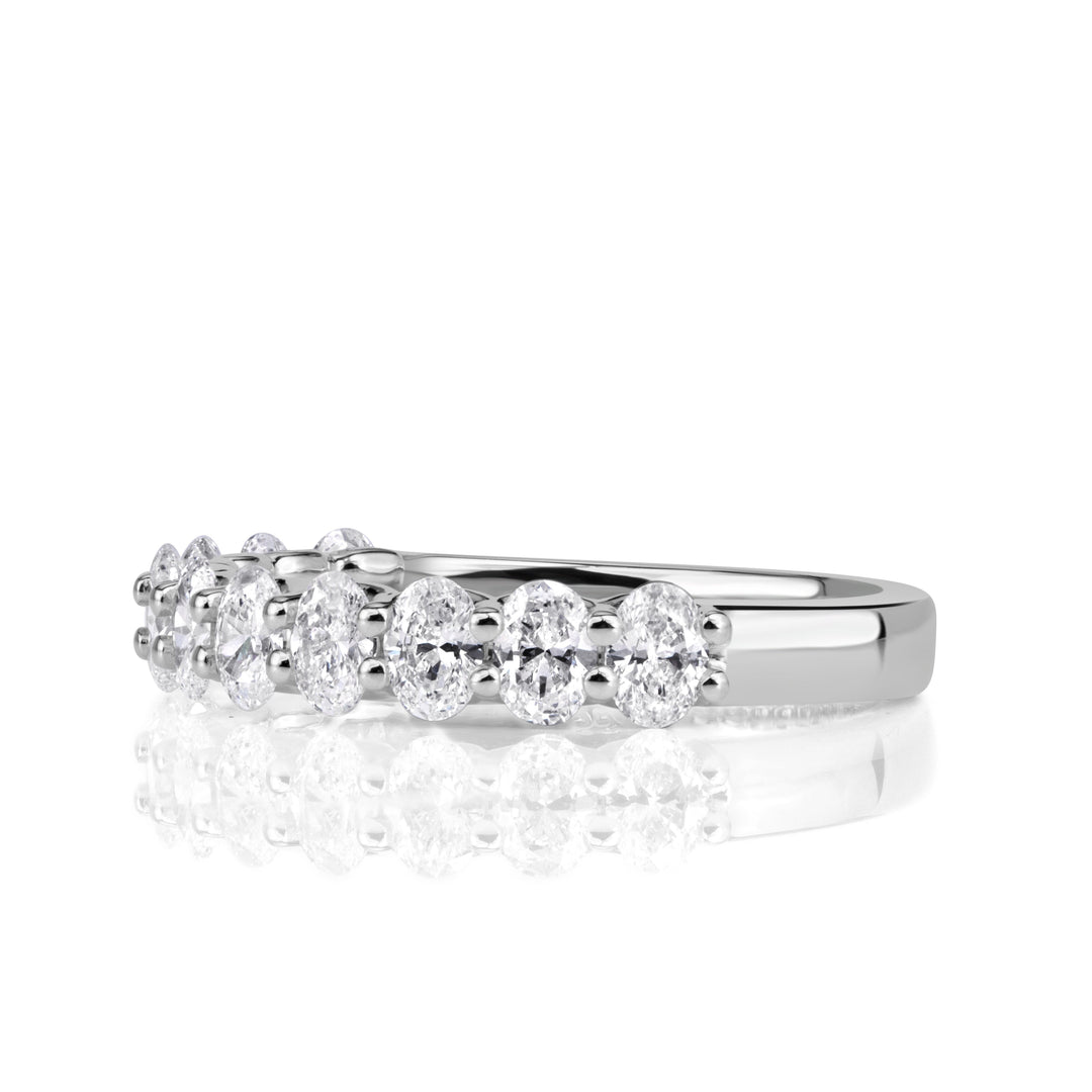 1.16ct Oval Cut Lab Diamond Wedding Band in 18K White Gold