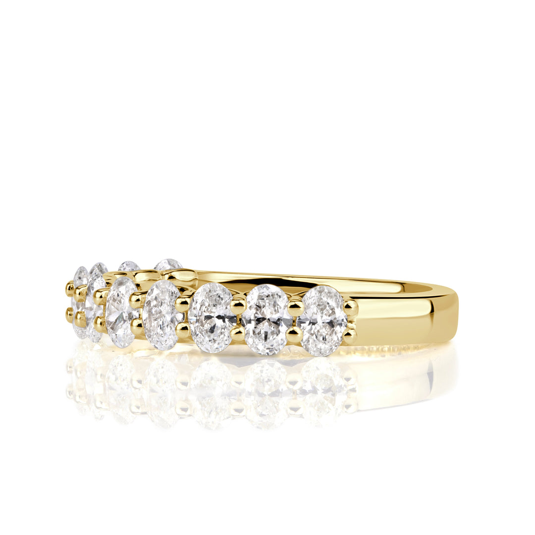 1.16ct Oval Cut Lab Diamond Wedding Band in 18K Yellow Gold