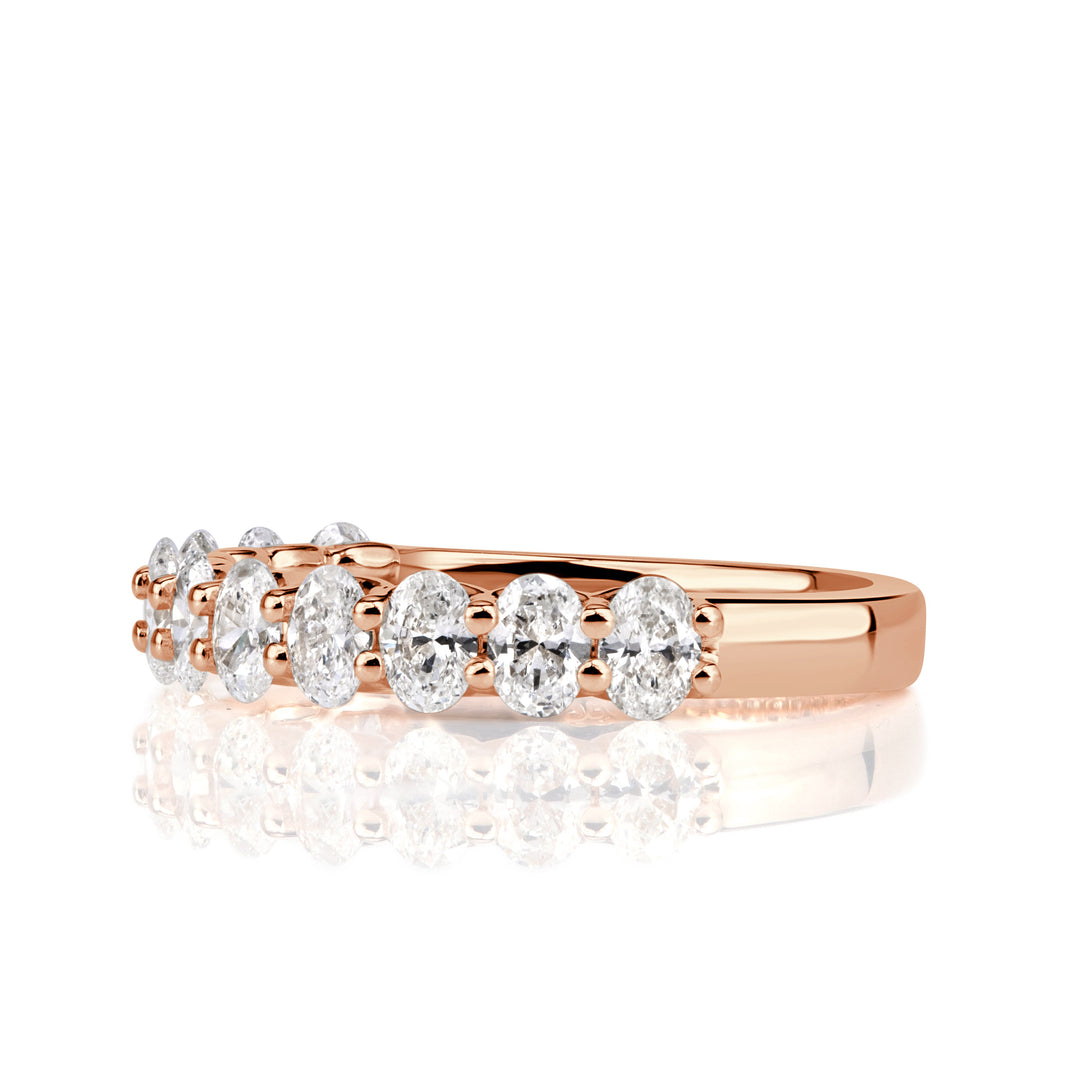 1.16ct Oval Cut Lab Diamond Wedding Band in 18K Rose Gold