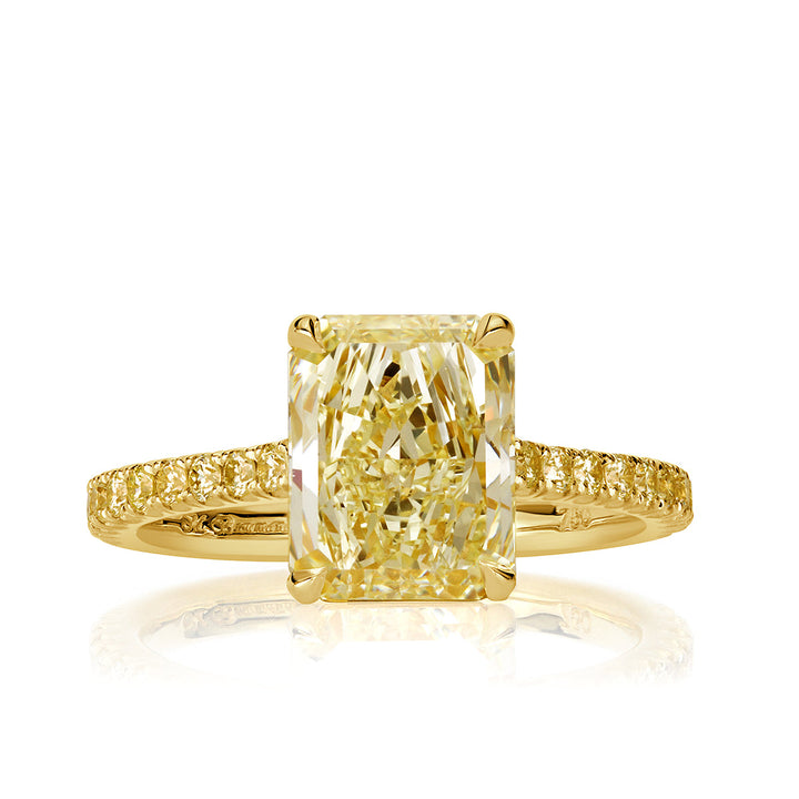 3.33ct Fancy Light Yellow Radiant Cut Lab Diamond Engagement Ring