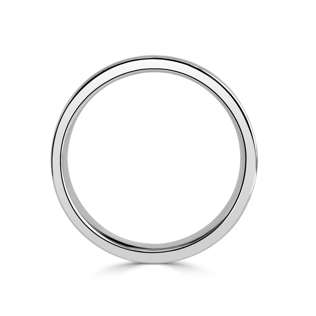 Men's Off-Centered Groove Two-Tone Wedding Band in 14K White Gold 6.0mm