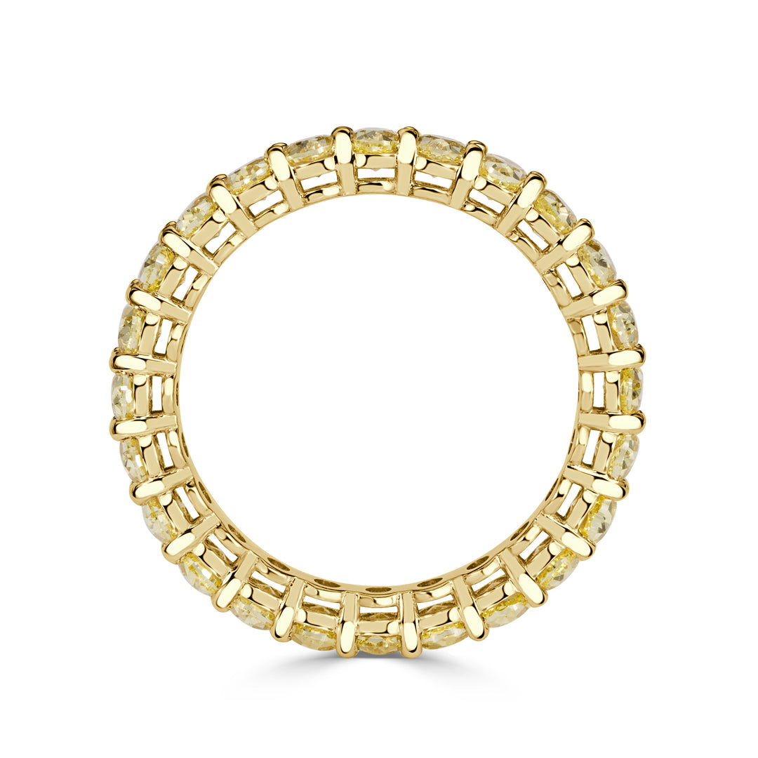 3.79ct Fancy Yellow Oval Cut Lab Lab Diamond Eternity Band in 18k Yellow Gold