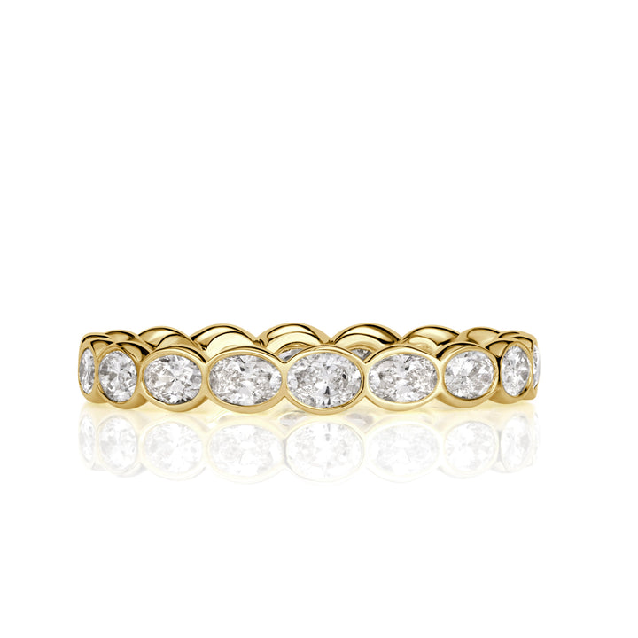 1.45ct Oval Cut Lab Diamond Bezel Eternity Band in 18K Yellow Gold