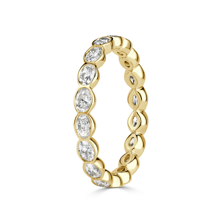 1.45ct Oval Cut Lab Diamond Bezel Eternity Band in 18K Yellow Gold