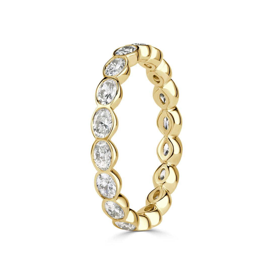 1.45ct Oval Cut Lab Diamond Bezel Eternity Band in 18K Yellow Gold