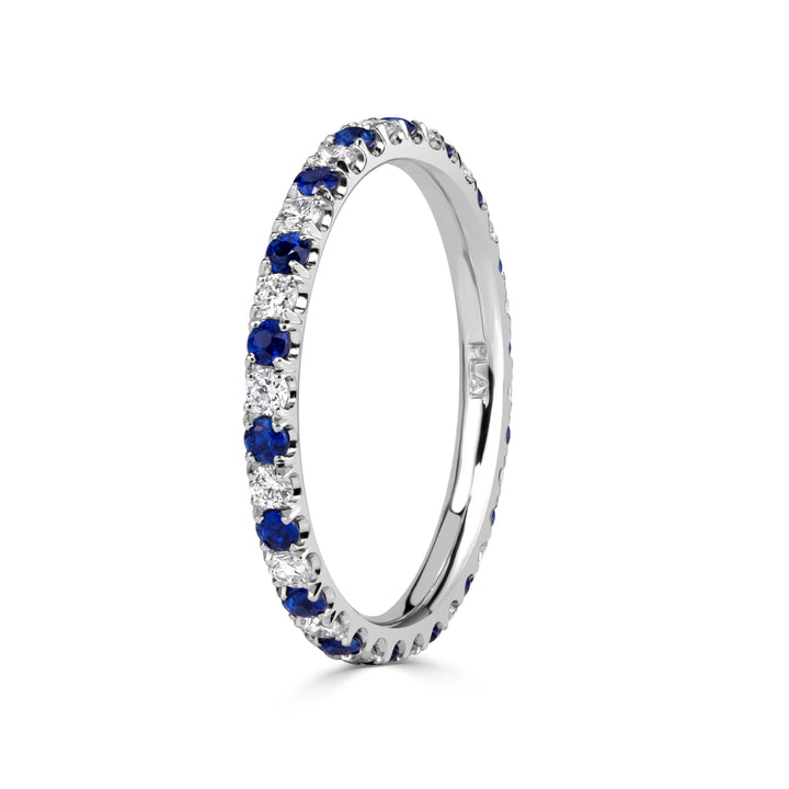 0.71ct Sapphire and Lab Lab Diamond Eternity Band in Platinum