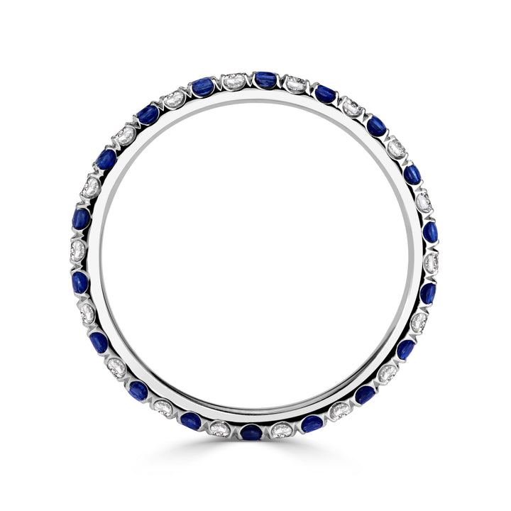 0.71ct Sapphire and Lab Lab Diamond Eternity Band in Platinum