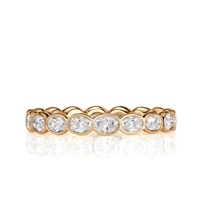 1.45ct Oval Cut Lab Diamond Bezel Eternity Band in 18K Champagne Yellow Gold