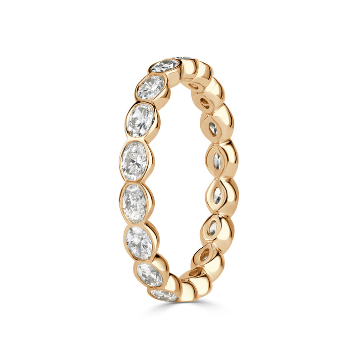 1.45ct Oval Cut Lab Diamond Bezel Eternity Band in 18K Champagne Yellow Gold