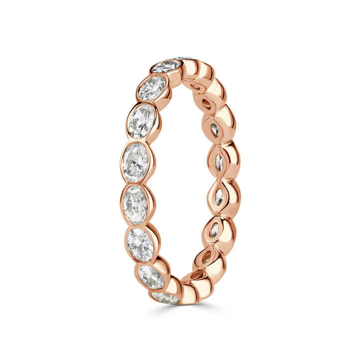 1.45ct Oval Cut Lab Diamond Bezel Eternity Band in 18K Rose Gold