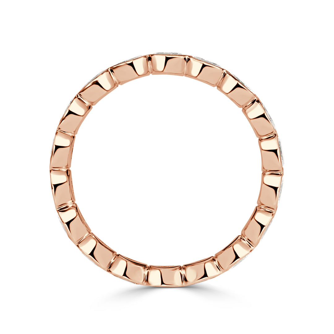 1.45ct Oval Cut Lab Diamond Bezel Eternity Band in 18K Rose Gold