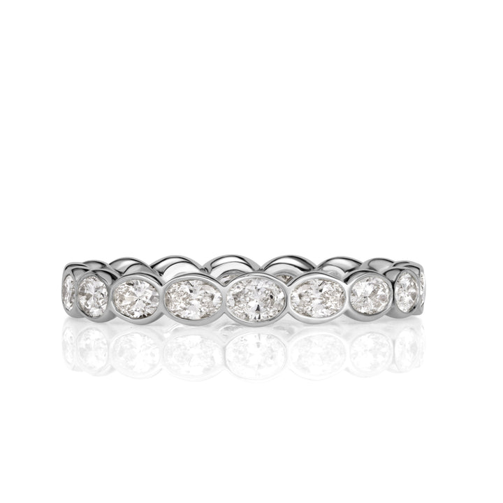 1.45ct Oval Cut Lab Diamond Bezel Eternity Band in 18K White Gold