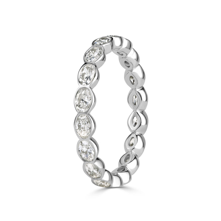 1.45ct Oval Cut Lab Diamond Bezel Eternity Band in 18K White Gold