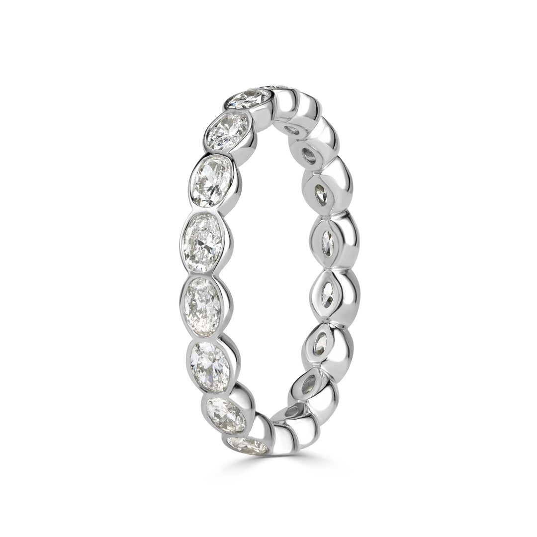 1.45ct Oval Cut Lab Diamond Bezel Eternity Band in 18K White Gold