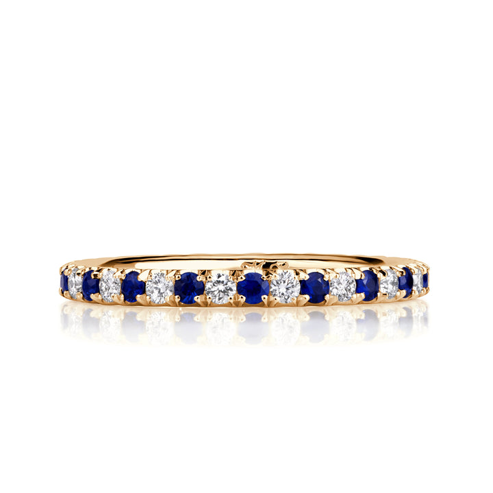 0.71ct Sapphire and Lab Lab Diamond Eternity Band in 18K Champagne Yellow Gold