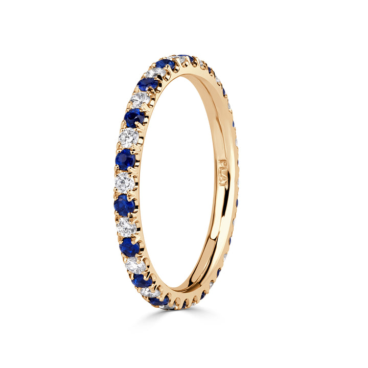 0.71ct Sapphire and Lab Lab Diamond Eternity Band in 18K Champagne Yellow Gold