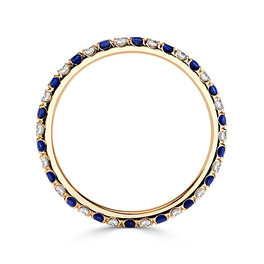 0.71ct Sapphire and Lab Lab Diamond Eternity Band in 18K Champagne Yellow Gold