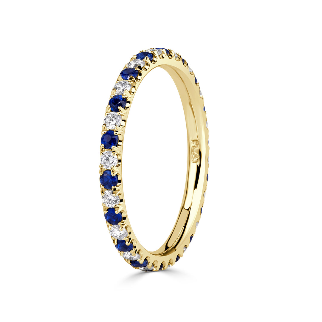 0.71ct Sapphire and Lab Lab Diamond Eternity Band in 18K Yellow Gold