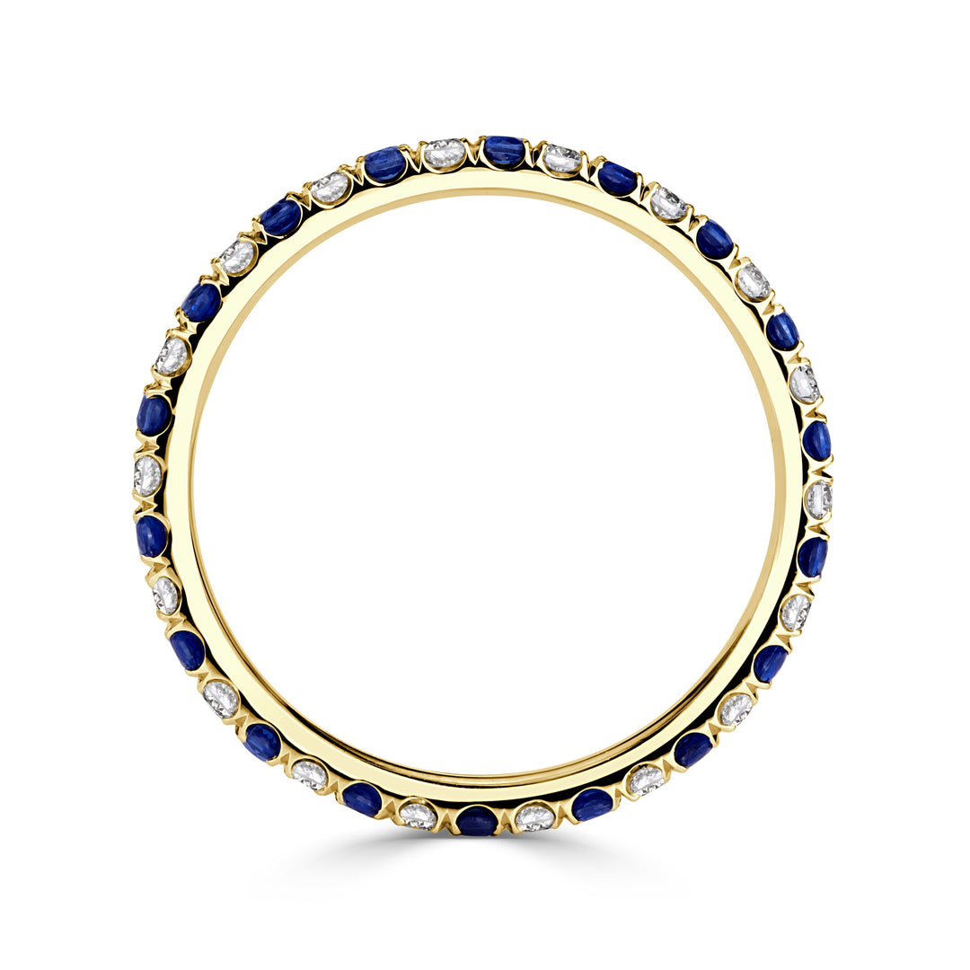 0.71ct Sapphire and Lab Lab Diamond Eternity Band in 18K Yellow Gold