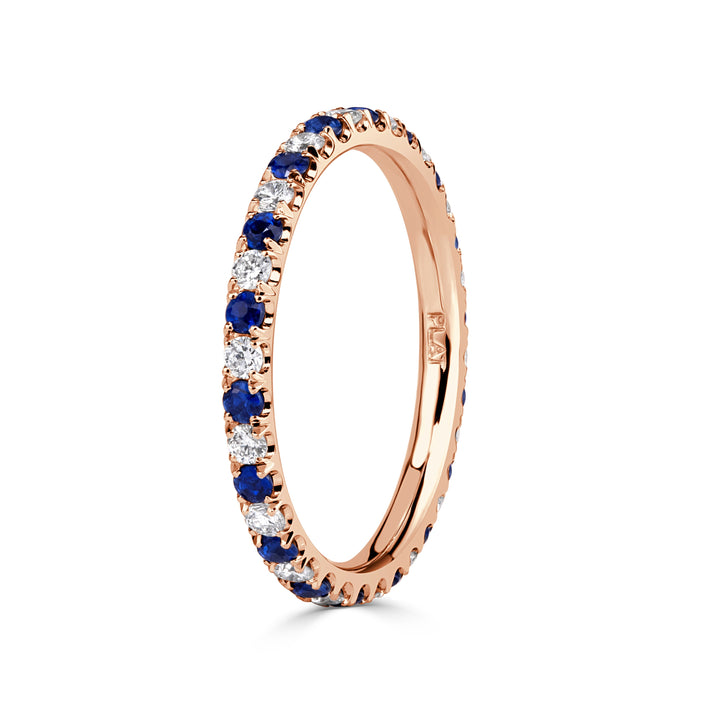 0.71ct Sapphire and Lab Lab Diamond Eternity Band in 18K Rose Gold