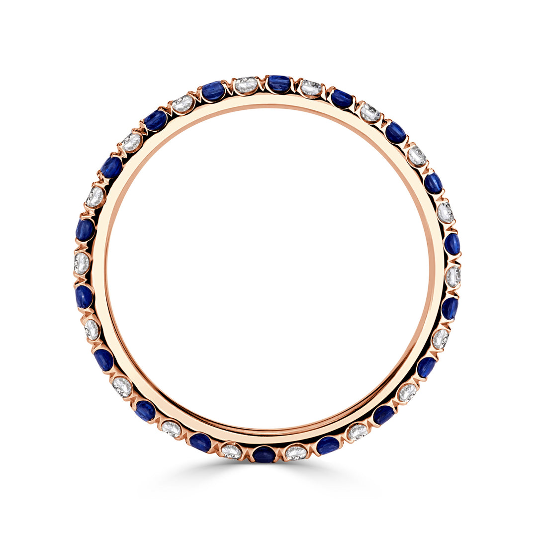 0.71ct Sapphire and Lab Lab Diamond Eternity Band in 18K Rose Gold