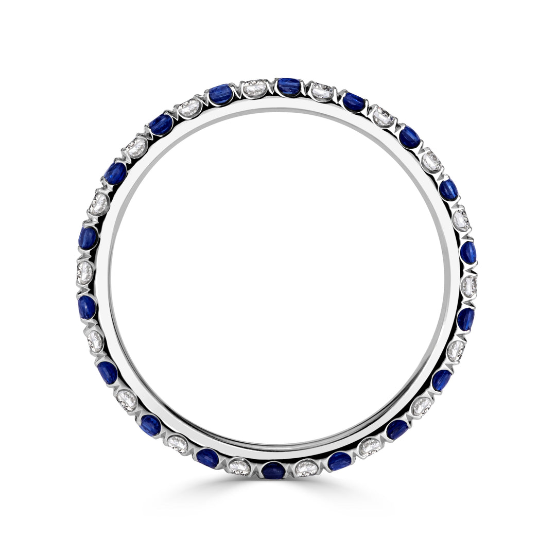 0.71ct Sapphire and Lab Lab Diamond Eternity Band in 18K White Gold