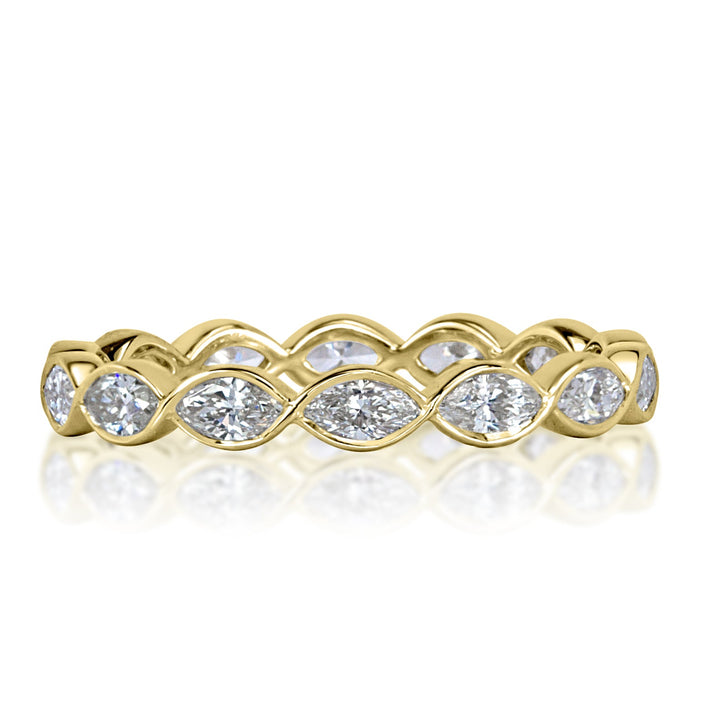 1.05ct Marquise Cut Lab Diamond Bezel Set Eternity Band in 18k Yellow Gold