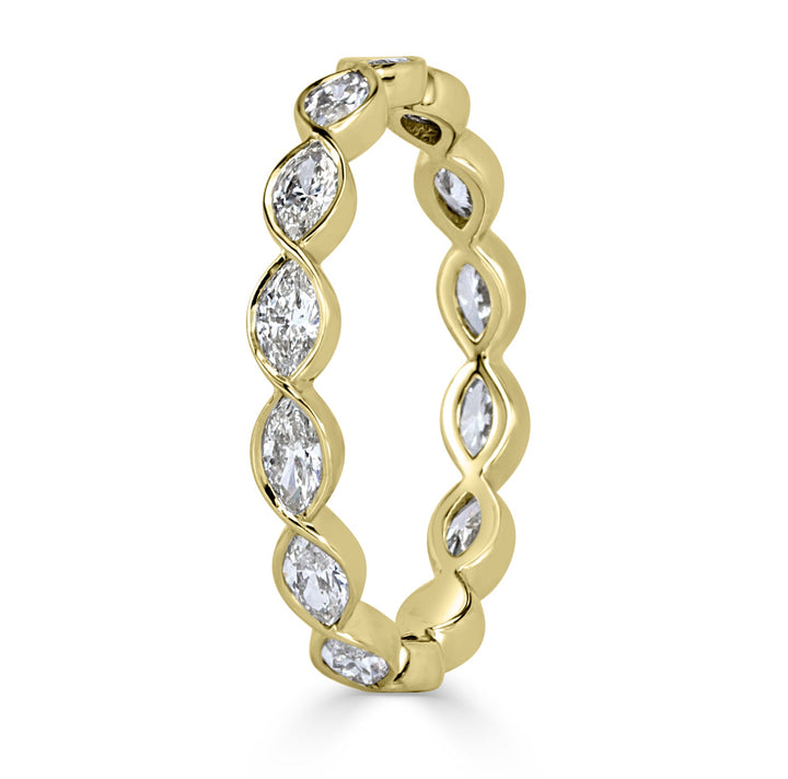 1.05ct Marquise Cut Lab Diamond Bezel Set Eternity Band in 18k Yellow Gold