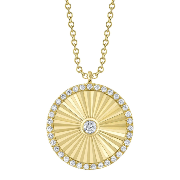 0.32ct Round Brilliant Cut Lab Diamond Medallion Pendant in 14K Yellow Gold