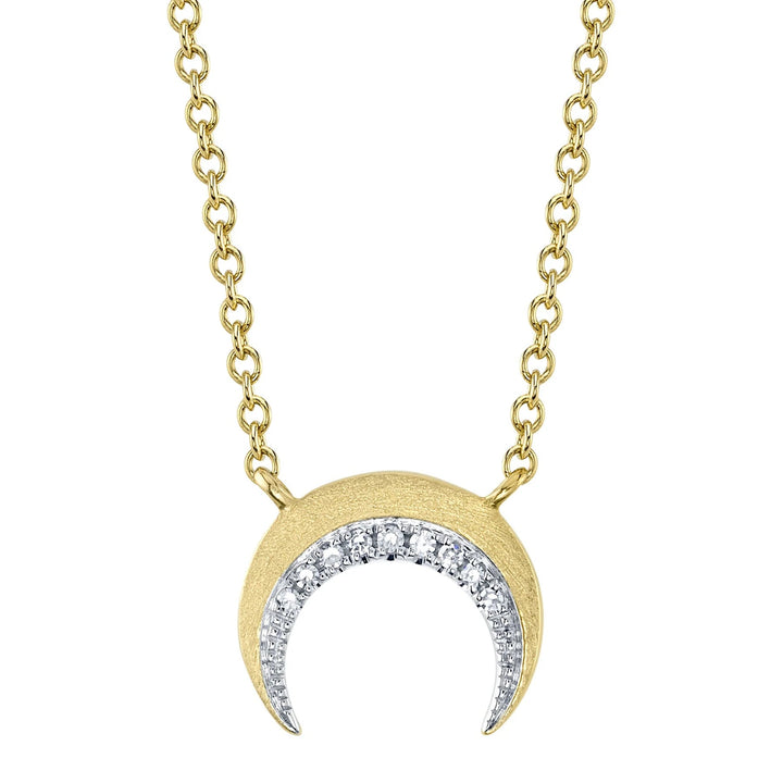 0.02ct Round Brilliant Cut Lab Diamond Crescent Pendant in 14K Yellow Gold