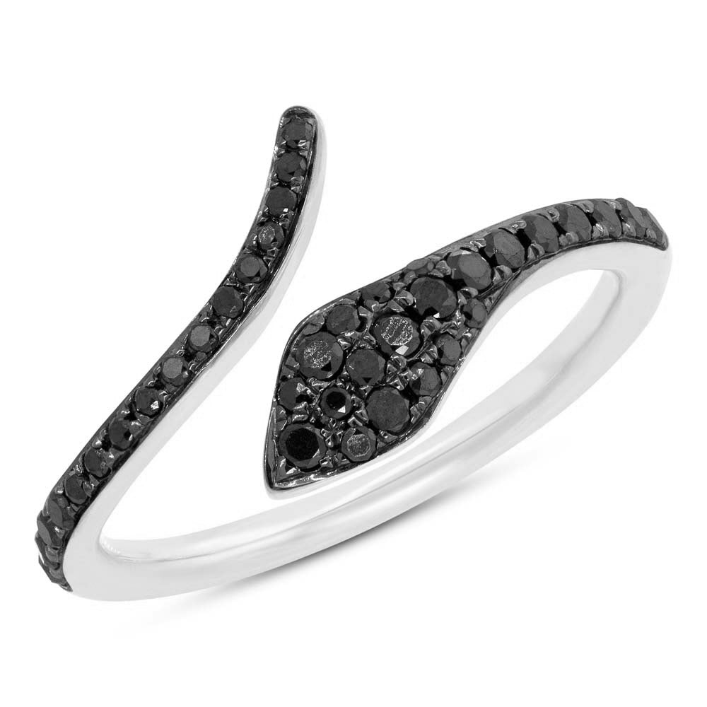 0.20ct Fancy Black Lab Diamond Snake Ring in 14k White Gold