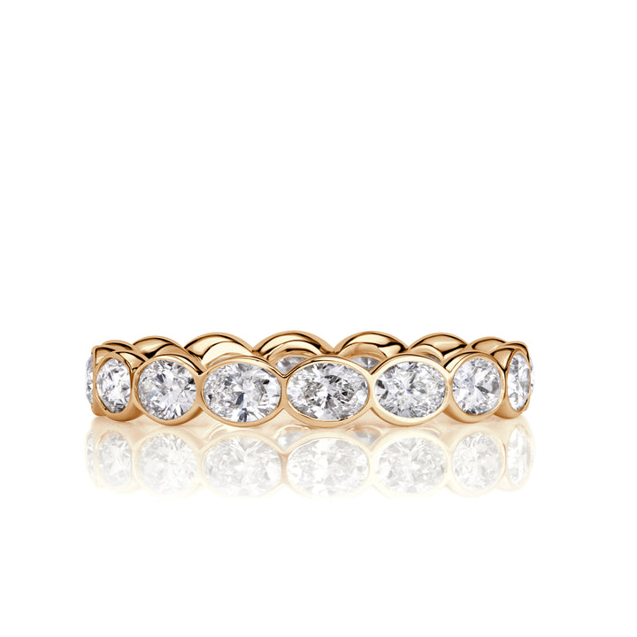 2.24ct Oval Cut Lab Diamond Bezel Set Eternity Band in 18K Champagne Yellow Gold