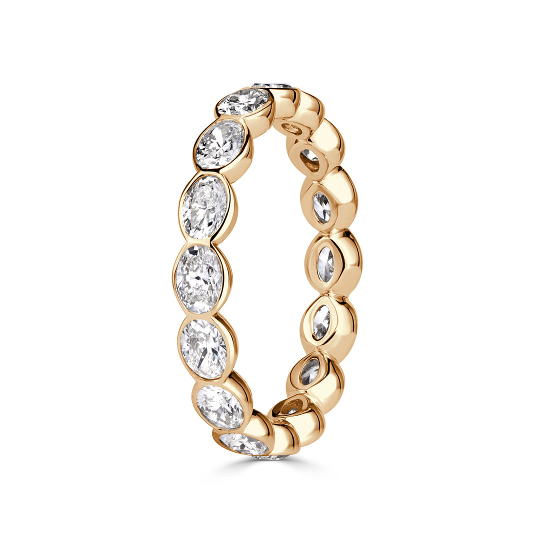 2.24ct Oval Cut Lab Diamond Bezel Set Eternity Band in 18K Champagne Yellow Gold