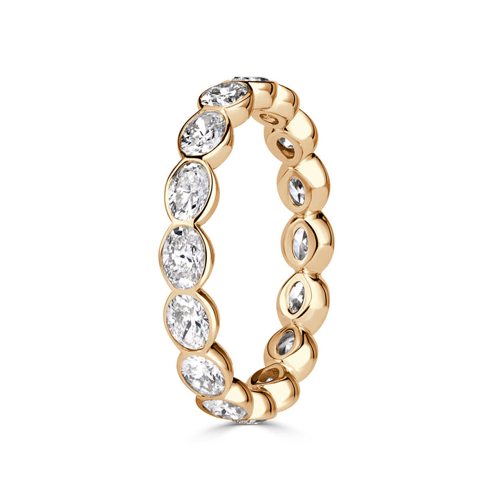 2.24ct Oval Cut Lab Diamond Bezel Set Eternity Band in 18K Champagne Yellow Gold