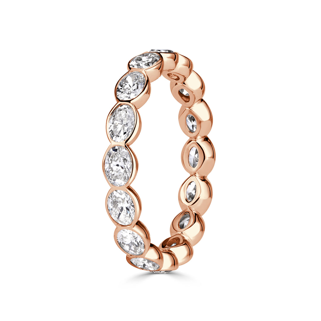 2.24ct Oval Cut Lab Diamond Bezel Set Eternity Band in 18K Rose Gold