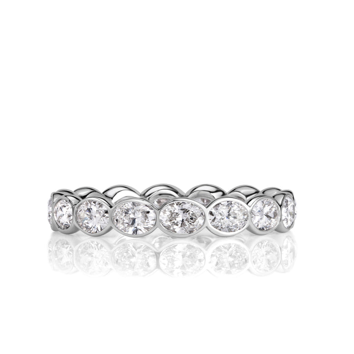 2.24ct Oval Cut Lab Diamond Bezel Set Eternity Band in 18K White Gold