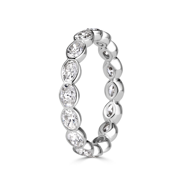 2.24ct Oval Cut Lab Diamond Bezel Set Eternity Band in 18K White Gold