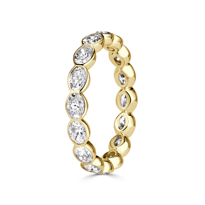 2.24ct Oval Cut Lab Diamond Bezel Set Eternity Band in 18K Yellow Gold